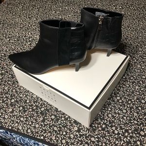 Brand new WHBM black leather boots 2” heel.